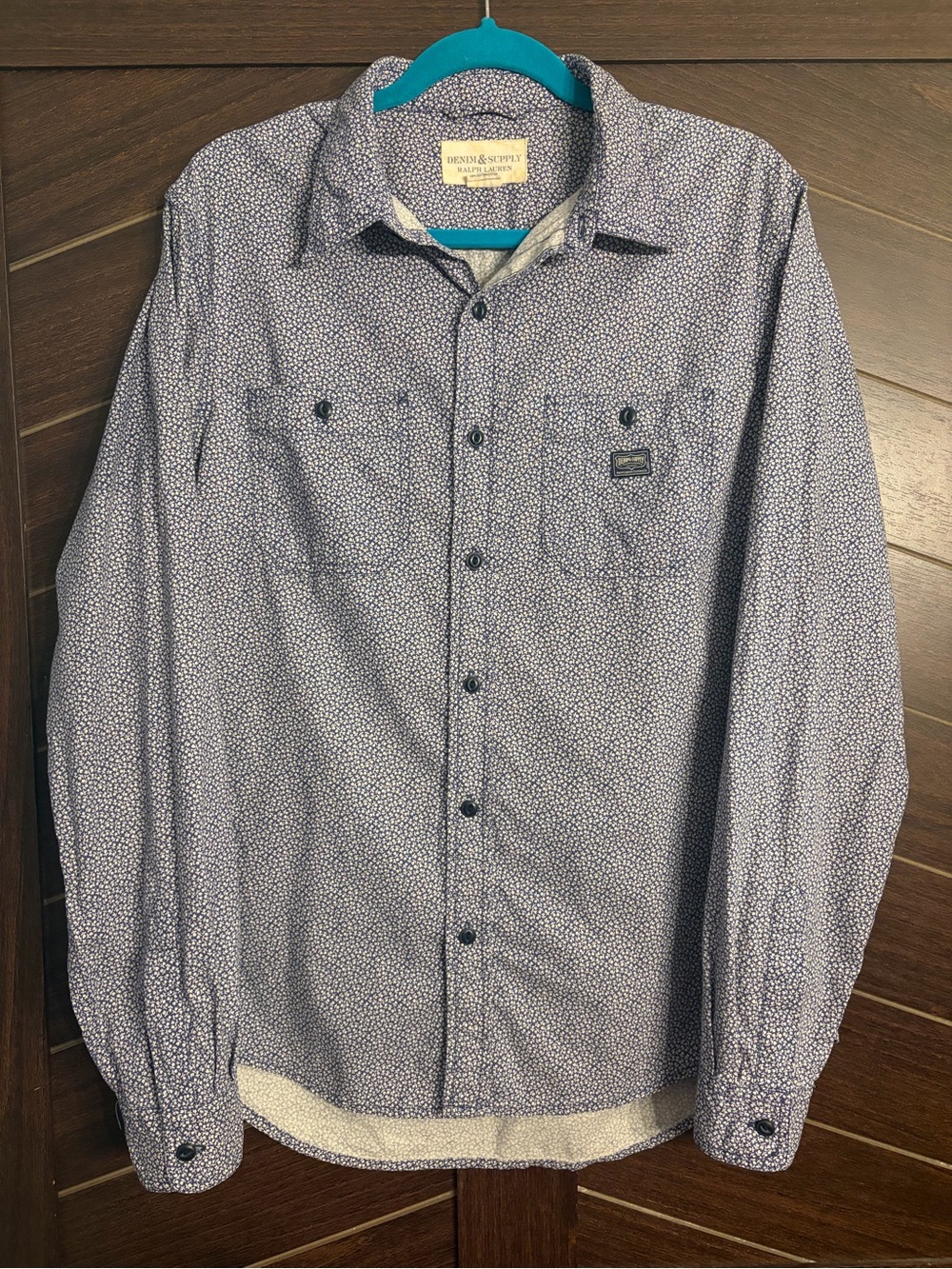 Denim & Supply Ralph Lauren large long sleeve button down blue tiny floral print